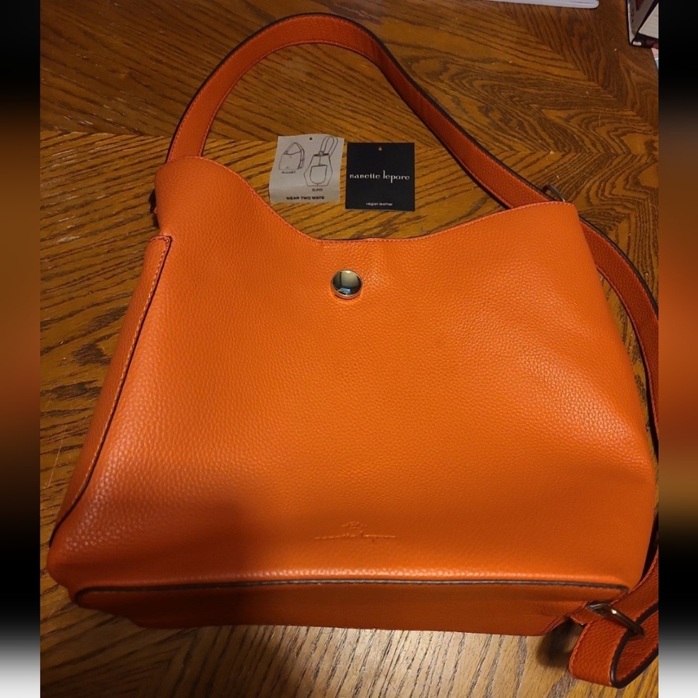 Nanette lepore vegan leather boho bag Orange new